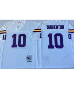 Exquisite Vikings 10 Fran Tarkenton White Throwback Jersey