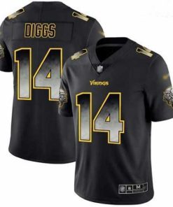 Premium Vikings 14 Stefon Diggs Black Stitched Football Vapor Untouchable Limited Smoke Fashion Jersey