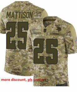 Finest Vikings 25 Alexander Mattison Camo Stitched Football Limited 2018 Salute To Service Jersey