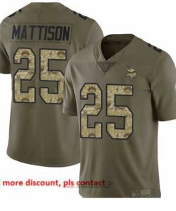 Marvelous Vikings 25 Alexander Mattison Olive Camo Stitched Football Limited 2017 Salute To Service Jersey
