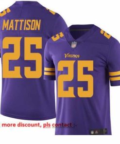 Outstanding Vikings 25 Alexander Mattison Purple Stitched Football Limited Rush Jersey