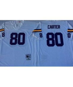 Superb Vikings 80 Cris Carter White Throwback Jersey