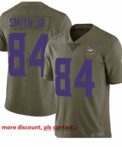High quality Vikings 84 Irv Smith Jr  Olive Stitched Football Limited 2017 Salute To Service Jersey