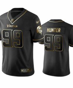 Premium Vikings 99 Danielle Hunter Black Stitched Football Limited Golden Edition Jersey