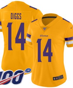 Superior Vikings #14 Stefon Diggs Gold Women's Stitched NFL Limited Inverted Legend 100th Season Jersey