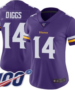 Superior Vikings #14 Stefon Diggs Purple Team Color Women's Stitched NFL 100th Season Vapor Limited Jersey