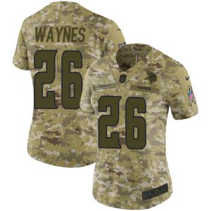 Exceptional Vikings #26 Trae Waynes Camo Women's Stitched NFL Limited 2018 Salute to Service Jersey