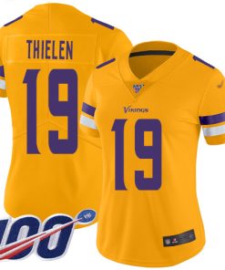 Premium Vikings #19 Adam Thielen Gold Women's Stitched NFL Limited Inverted Legend 100th Season Jersey
