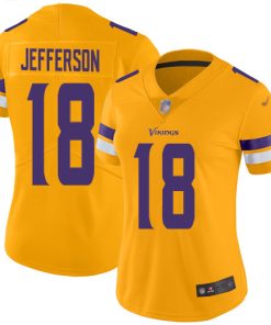Premium Vikings #18 Justin Jefferson Gold Women's Stitched NFL Limited Inverted Legend Jersey
