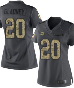 Superb Vikings #20 Jeff Gladney Black Women's Stitched NFL Limited 2016 Salute to Service Jersey