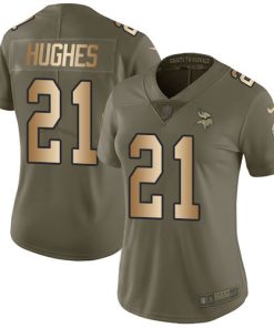 Superior Vikings #21 Mike Hughes Olive/Gold Women's Stitched NFL Limited 2017 Salute to Service Jersey