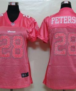 Outstanding Vikings #28 Adrian Peterson Pink Sweetheart Women's NFL Game Jersey
