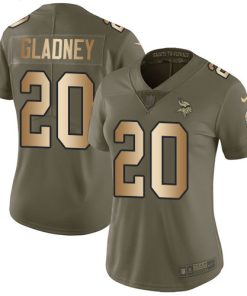 High quality Vikings #20 Jeff Gladney Olive/Gold Women's Stitched NFL Limited 2017 Salute To Service Jersey
