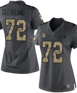 Premium Vikings #72 Ezra Cleveland Black Women's Stitched NFL Limited 2016 Salute to Service Jersey