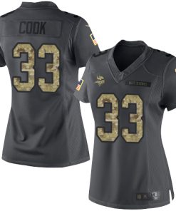 Exceptional Vikings #33 Dalvin Cook Black Women's Stitched NFL Limited 2016 Salute To Service Jersey