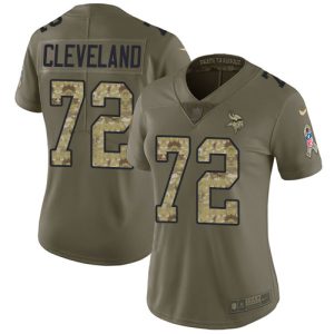Exceptional Vikings #72 Ezra Cleveland Olive/Camo Women's Stitched NFL Limited 2017 Salute To Service Jersey