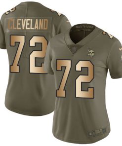 Superb Vikings #72 Ezra Cleveland Olive/Gold Women's Stitched NFL Limited 2017 Salute To Service Jersey
