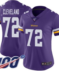 Exceptional Vikings #72 Ezra Cleveland Purple Team Color Women's Stitched NFL 100th Season Vapor Untouchable Limited Jersey