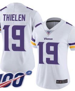 Exceptional Vikings #19 Adam Thielen White Women's Stitched NFL 100th Season Vapor Limited Jersey