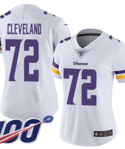 Exquisite Vikings #72 Ezra Cleveland White Women's Stitched NFL 100th Season Vapor Untouchable Limited Jersey