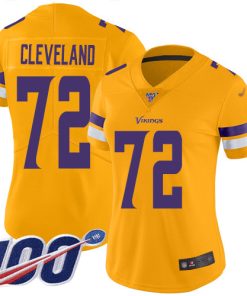 Gorgeous Vikings #72 Ezra Cleveland Gold Women's Stitched NFL Limited Inverted Legend 100th Season Jersey