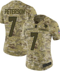 Premium Vikings #7 Patrick Peterson Camo Women's Stitched NFL Limited 2018 Salute To Service Jersey