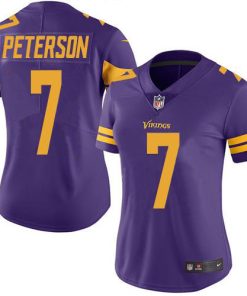 Gorgeous Vikings #7 Patrick Peterson Purple Women's Stitched NFL Limited Rush Jersey