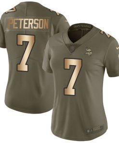 Exceptional Vikings #7 Patrick Peterson Olive/Gold Women's Stitched NFL Limited 2017 Salute To Service Jersey