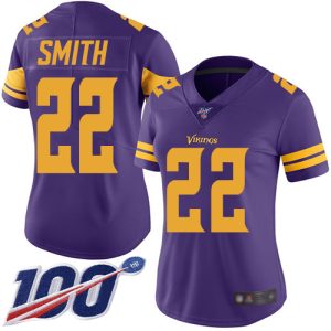 Exceptional Vikings #22 Harrison Smith Purple Women's Stitched NFL Limited Rush 100th Season Jersey