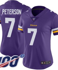 Superior Vikings #7 Patrick Peterson Purple Team Color Women's Stitched NFL 100th Season Vapor Limited Jersey