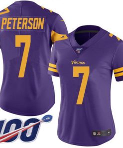 Superior Vikings #7 Patrick Peterson Purple Women's Stitched NFL Limited Rush 100th Season Jersey