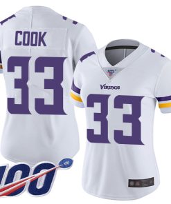 Marvelous Vikings #33 Dalvin Cook White Women's Stitched NFL 100th Season Vapor Limited Jersey