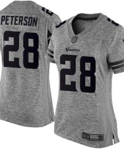 High quality Vikings #28 Adrian Peterson Gray Women's Stitched NFL Limited Gridiron Gray Jersey