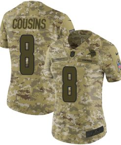 Marvelous Vikings #8 Kirk Cousins Camo Women's Stitched NFL Limited 2018 Salute to Service Jersey