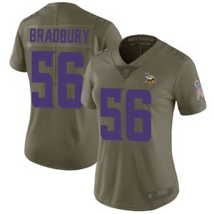 Exceptional Vikings #56 Garrett Bradbury Olive Women's Stitched NFL Limited 2017 Salute to Service Jersey
