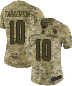 Gorgeous Vikings #10 Fran Tarkenton Camo Women's Stitched NFL Limited 2018 Salute to Service Jersey