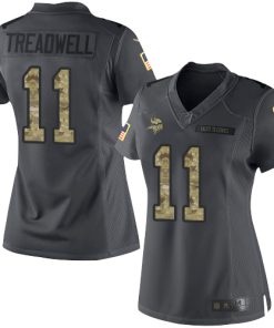 Superior Vikings #11 Laquon Treadwell Black Women's Stitched NFL Limited 2016 Salute To Service Jersey