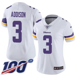 Exceptional Vikings #3 Jordan Addison White Women's Stitched NFL 100th Season Vapor Untouchable Limited Jersey