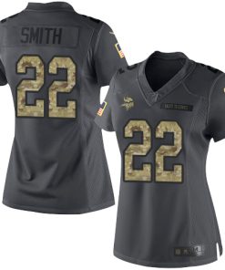 High quality Vikings #22 Harrison Smith Black Women's Stitched NFL Limited 2016 Salute To Service Jersey