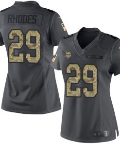 Gorgeous Vikings #29 Xavier Rhodes Black Women's Stitched NFL Limited 2016 Salute To Service Jersey