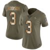 Finest Vikings #3 Jordan Addison Olive/Gold Women's Stitched NFL Limited 2017 Salute To Service Jersey