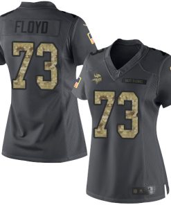Premium Vikings #73 Sharrif Floyd Black Women's Stitched NFL Limited 2016 Salute To Service Jersey