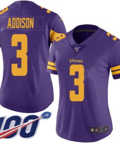 Superb Vikings #3 Jordan Addison Purple Women's Stitched NFL Limited Rush 100th Season Jersey