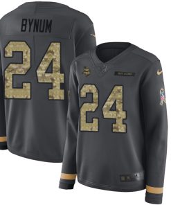 Marvelous Vikings #24 Camryn Bynum Anthracite Salute to Service Women's Stitched NFL Limited Therma Long Sleeve Jersey