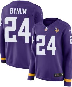 Superior Vikings #24 Camryn Bynum Purple Team Color Women's Stitched NFL Limited Therma Long Sleeve Jersey