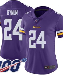 High quality Vikings #24 Camryn Bynum Purple Team Color Women's Stitched NFL 100th Season Vapor Limited Jersey