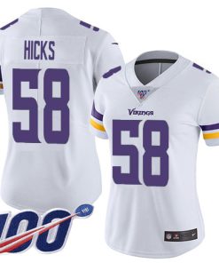 High quality Vikings #58 Jordan Hicks White Women's Stitched NFL 100th Season Vapor Untouchable Limited Jersey