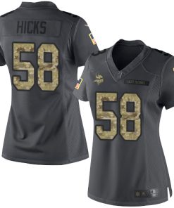 Exceptional Vikings #58 Jordan Hicks Black Women's Stitched NFL Limited 2016 Salute to Service Jersey