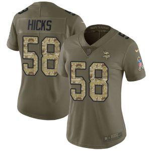 Exceptional Vikings #58 Jordan Hicks Olive/Camo Women's Stitched NFL Limited 2017 Salute To Service Jersey