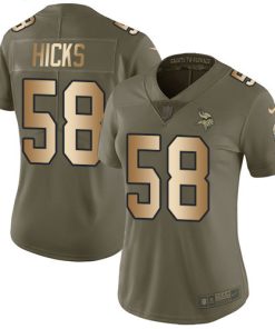 Exquisite Vikings #58 Jordan Hicks Olive/Gold Women's Stitched NFL Limited 2017 Salute To Service Jersey